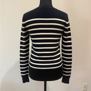 Comptoirs des Cotonniers Navy and White Striped Crew Neck Sweater